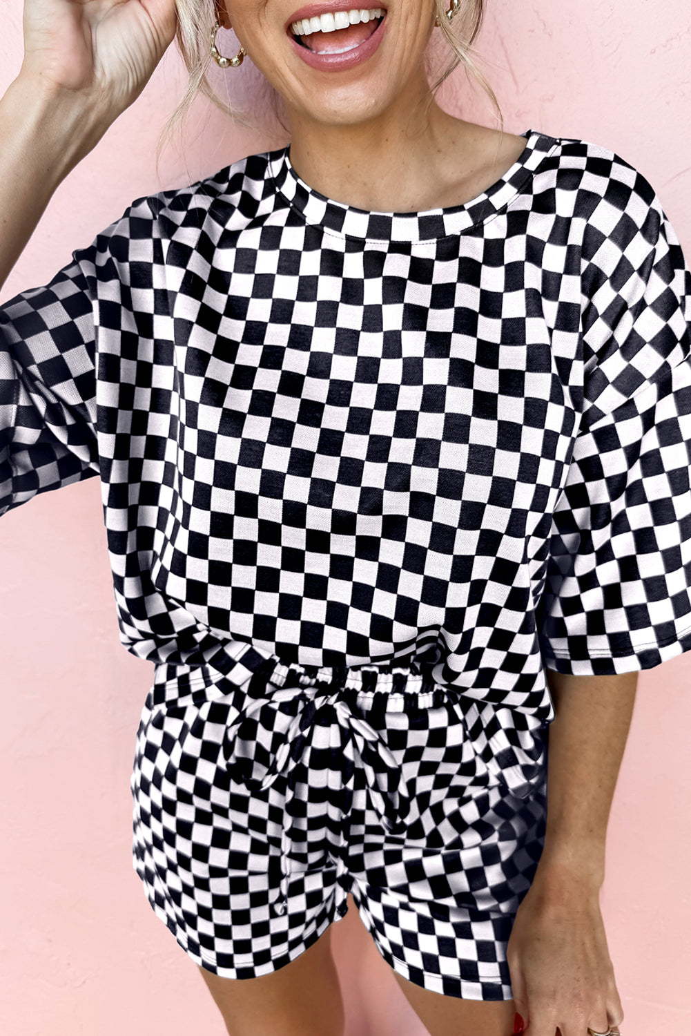 Conjunto de top y pantalones cortos a cuadros