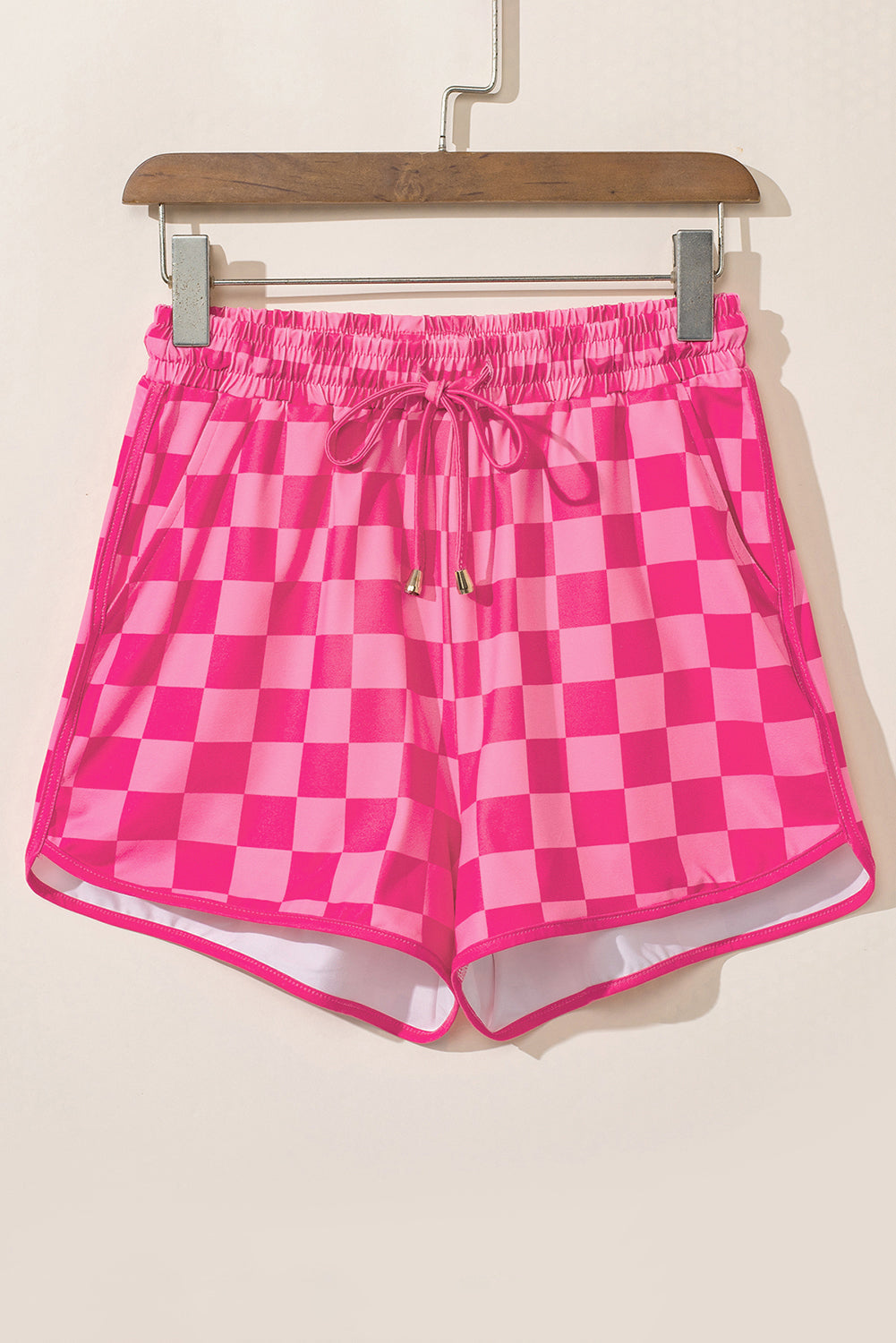 Pantalones cortos de cintura elástica con cordón de cuadros