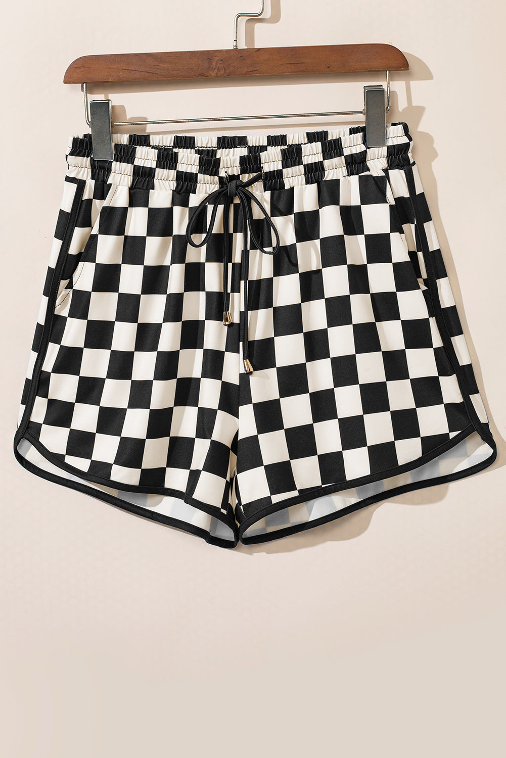 Pantalones cortos de cintura elástica con cordón de cuadros