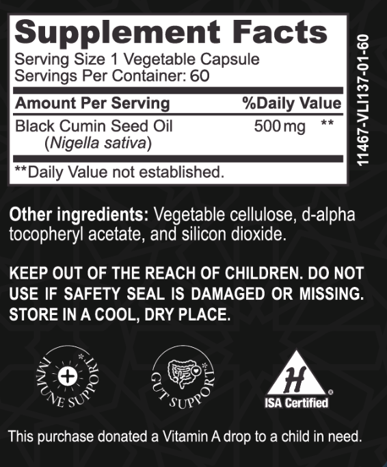 Aceite de semilla negra Halal - 60 unidades