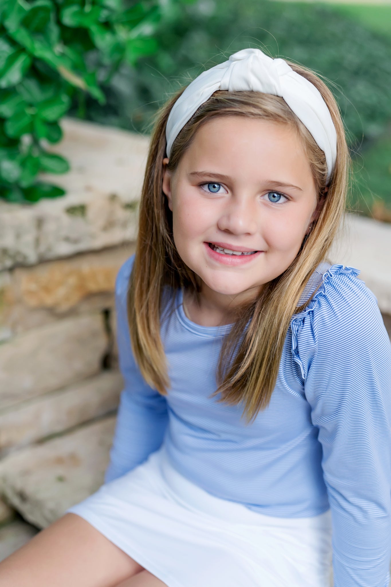 Camiseta deportiva de manga larga Mia para niña de LH Sport - Rayas azules