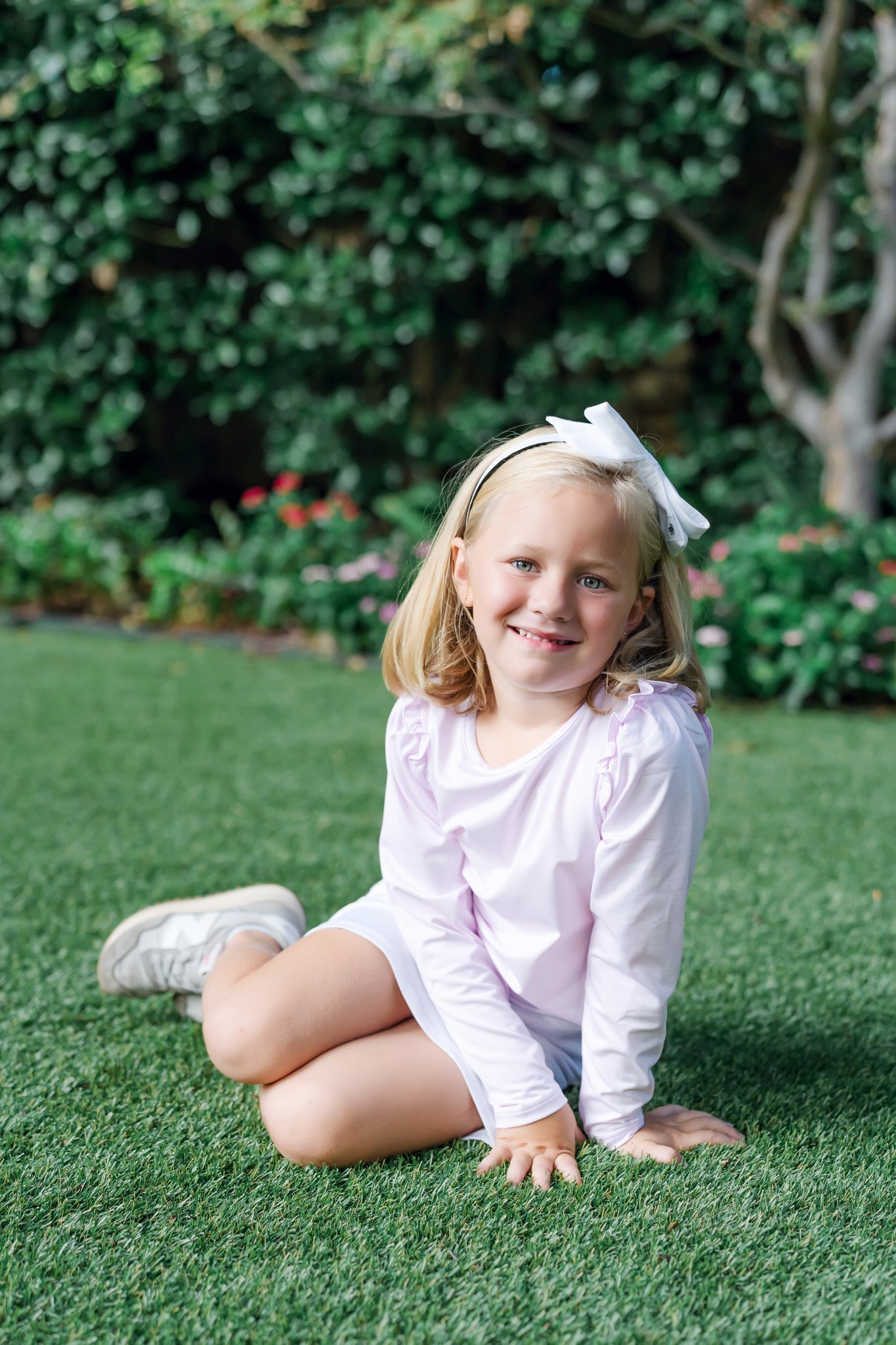 Camiseta deportiva de manga larga Mia para niña de LH Sport - Rayas rosas