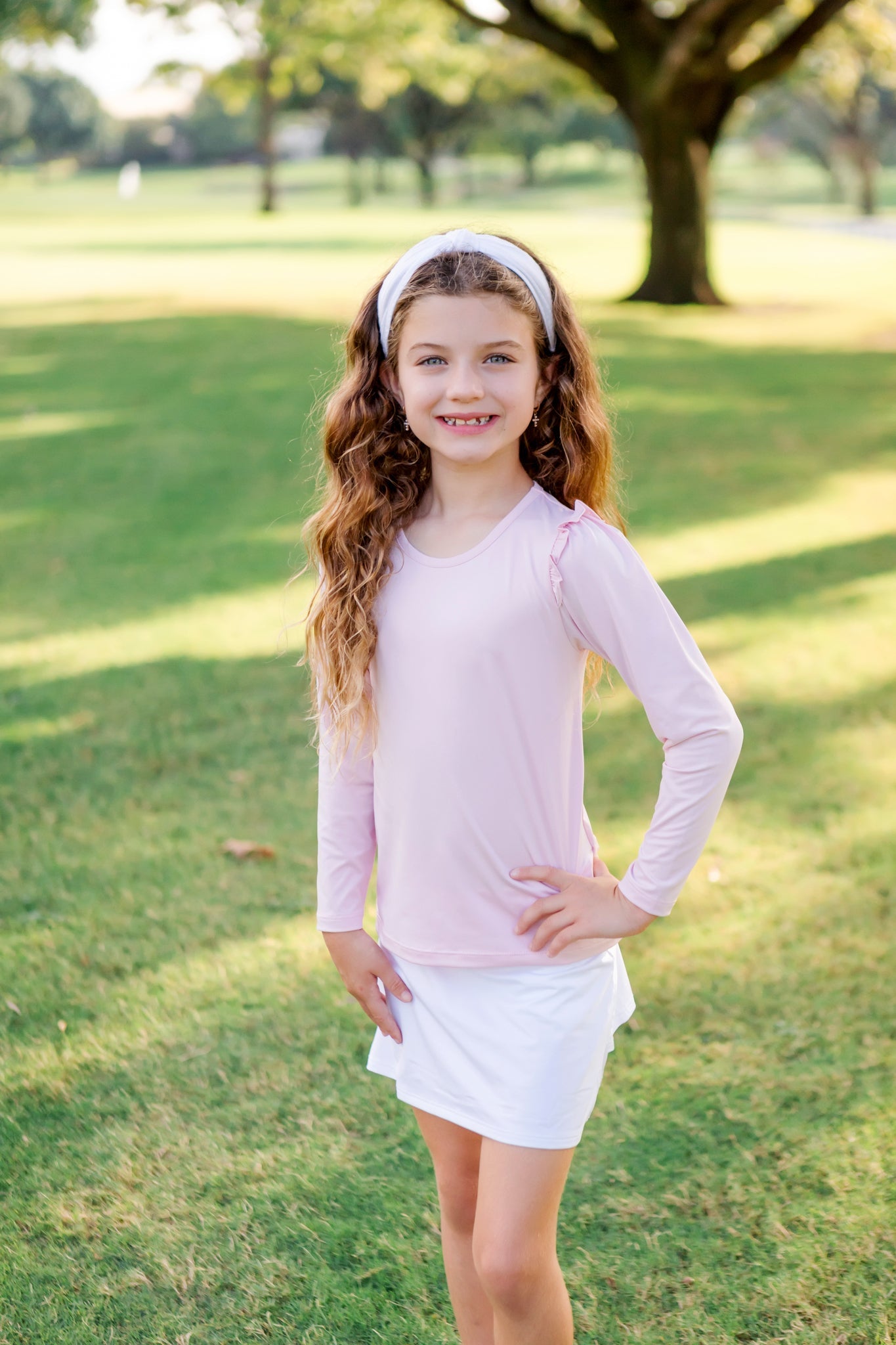 Camiseta deportiva de manga larga Mia para niña de LH Sport - Rosa claro