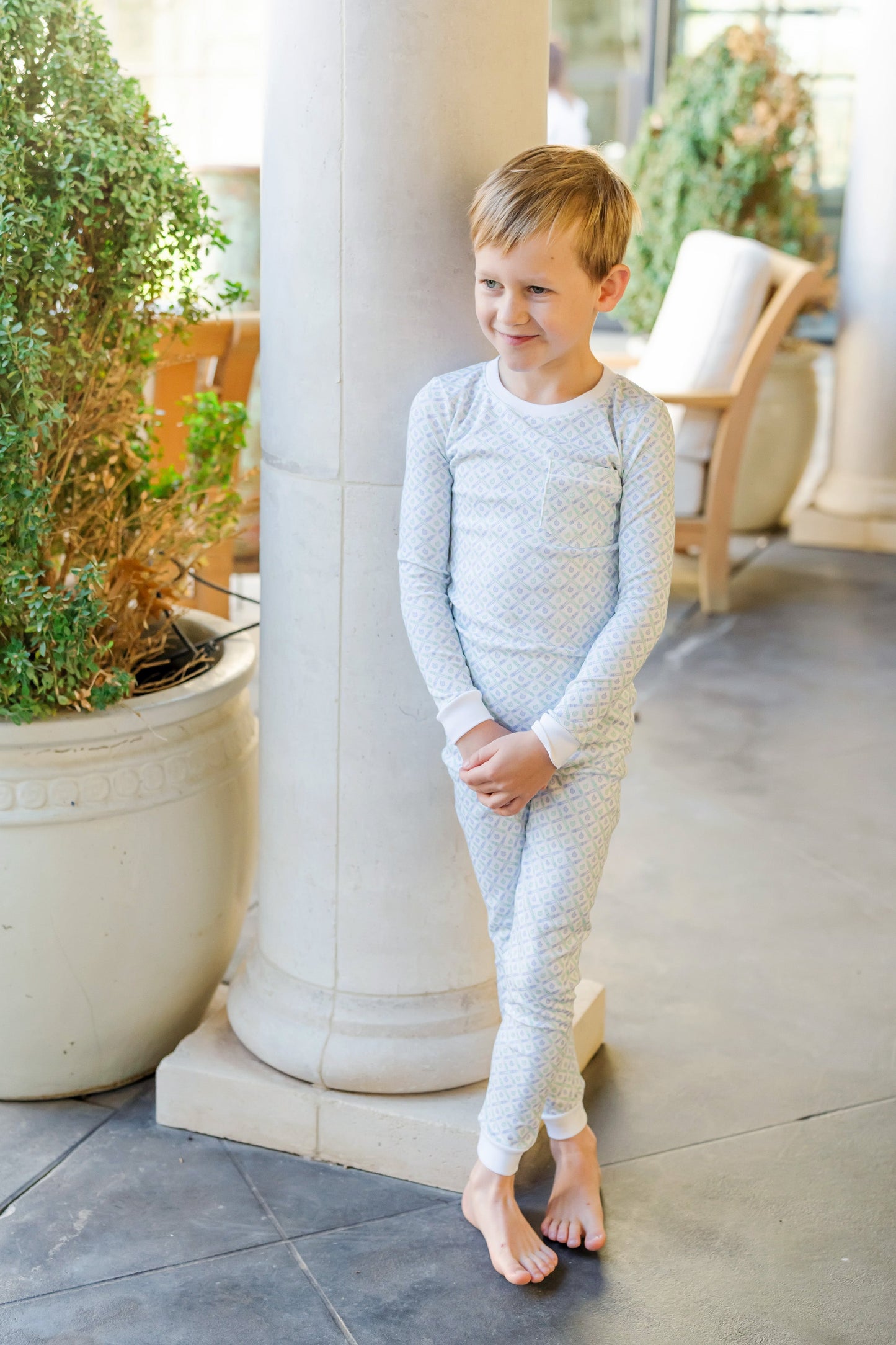 Conjunto de pijama Bradford para niño - Azul a cuadros escolares