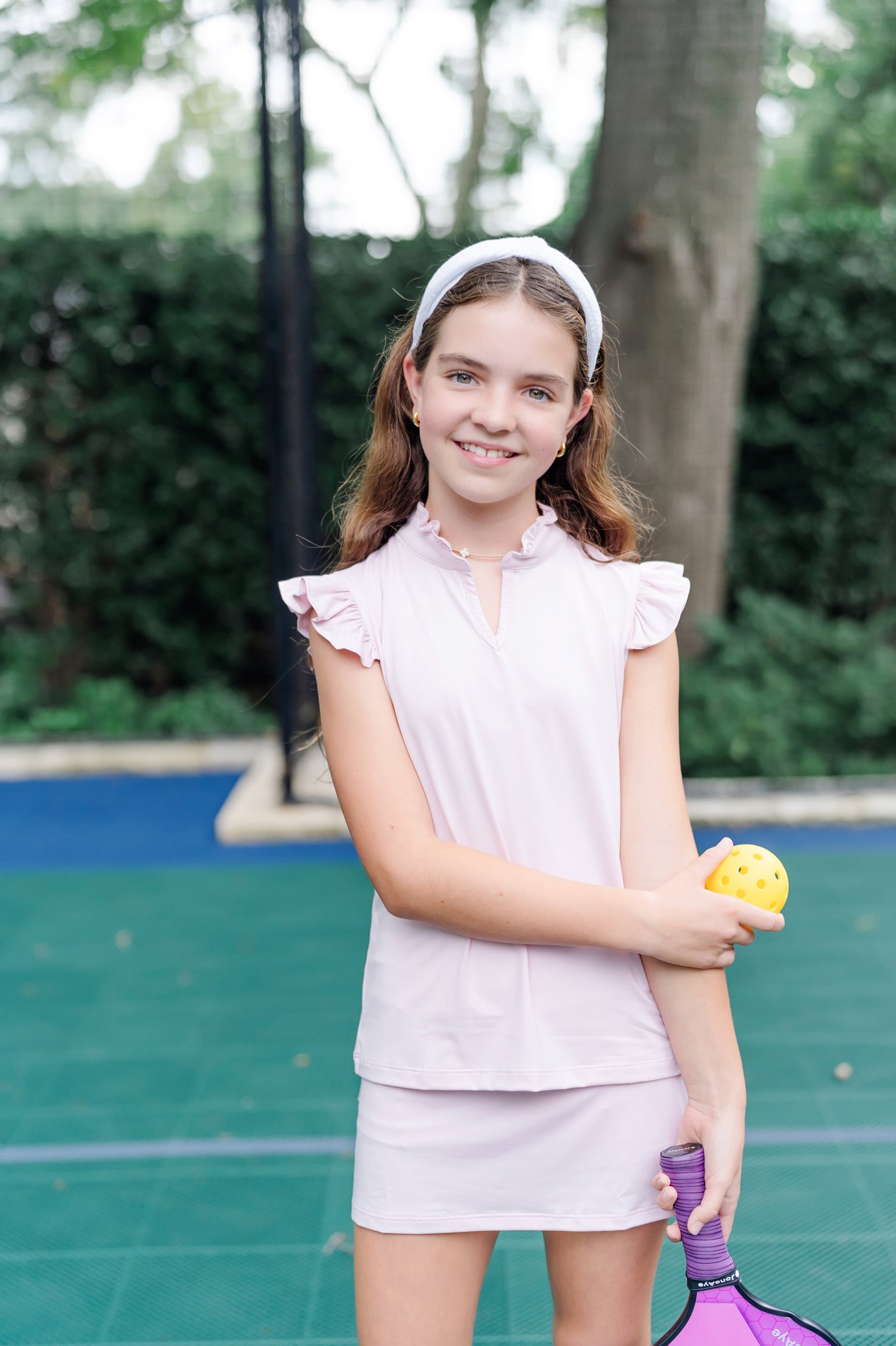 Top deportivo sin mangas Ellie para niña de LH Sport - Rosa claro