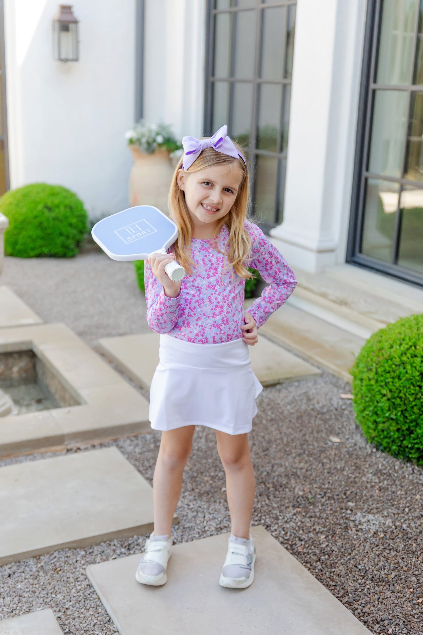 Top deportivo de manga larga Mia para niña de LH Sport - Preppy Petals