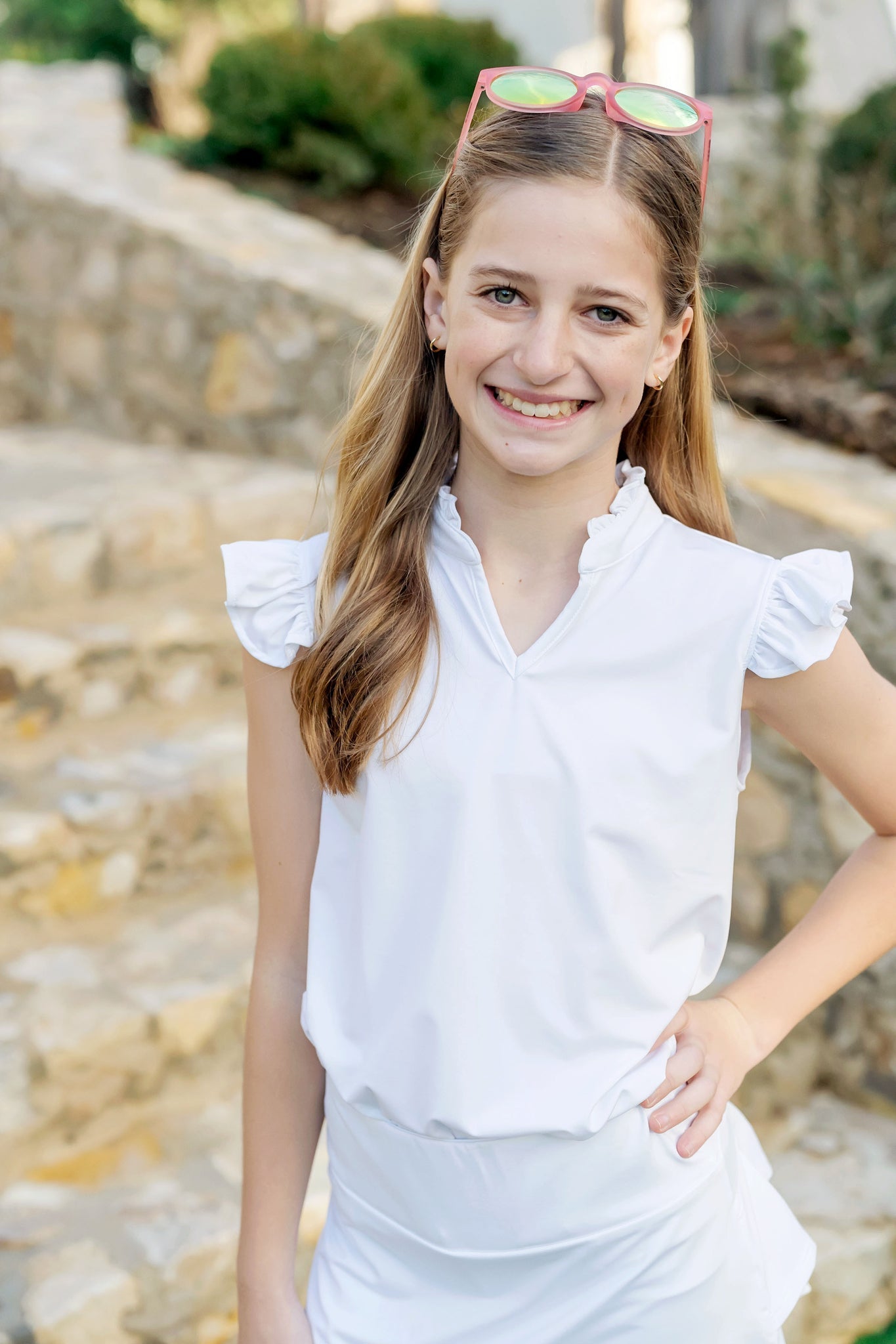 Top deportivo sin mangas Ellie para niña de LH Sport - Blanco