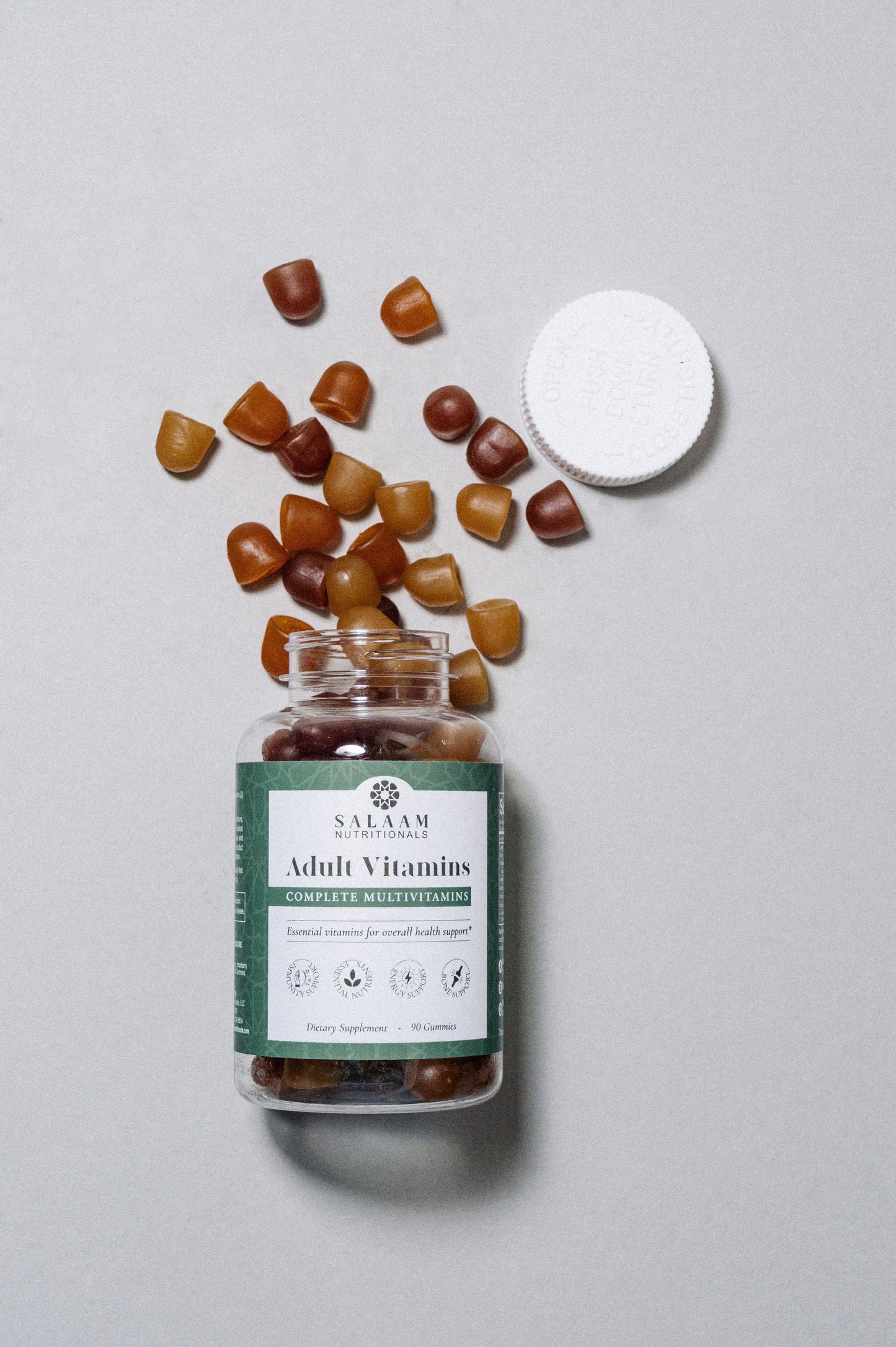 Gomitas multivitamínicas halal para adultos: nutrición completa con vitaminas esenciales (90 unidades)