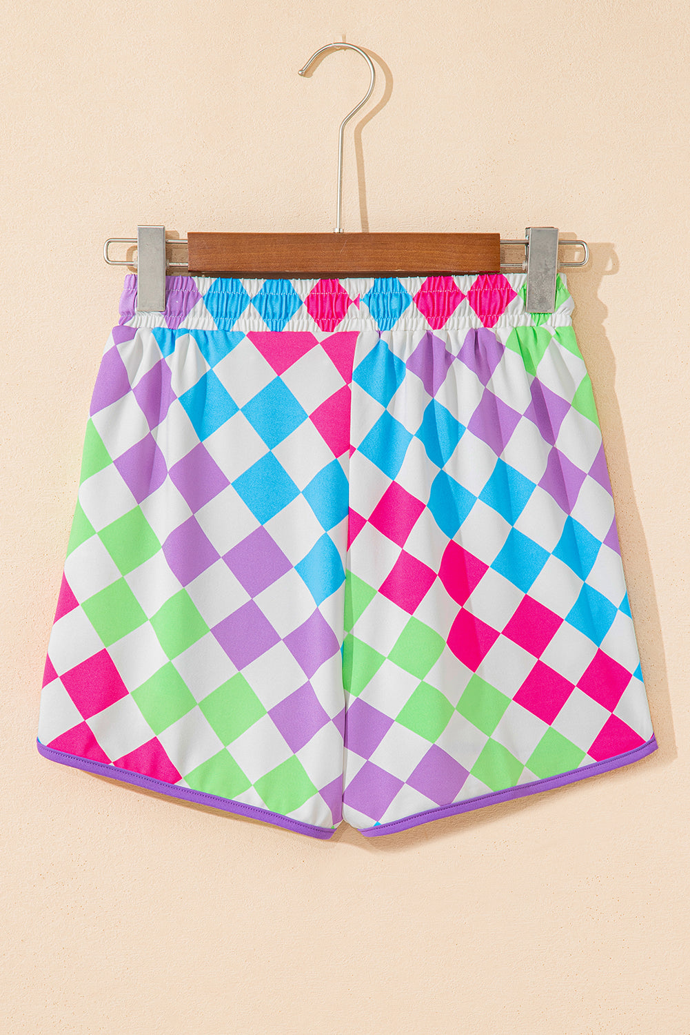 Pantalones cortos de cintura elástica con cordón de cuadros
