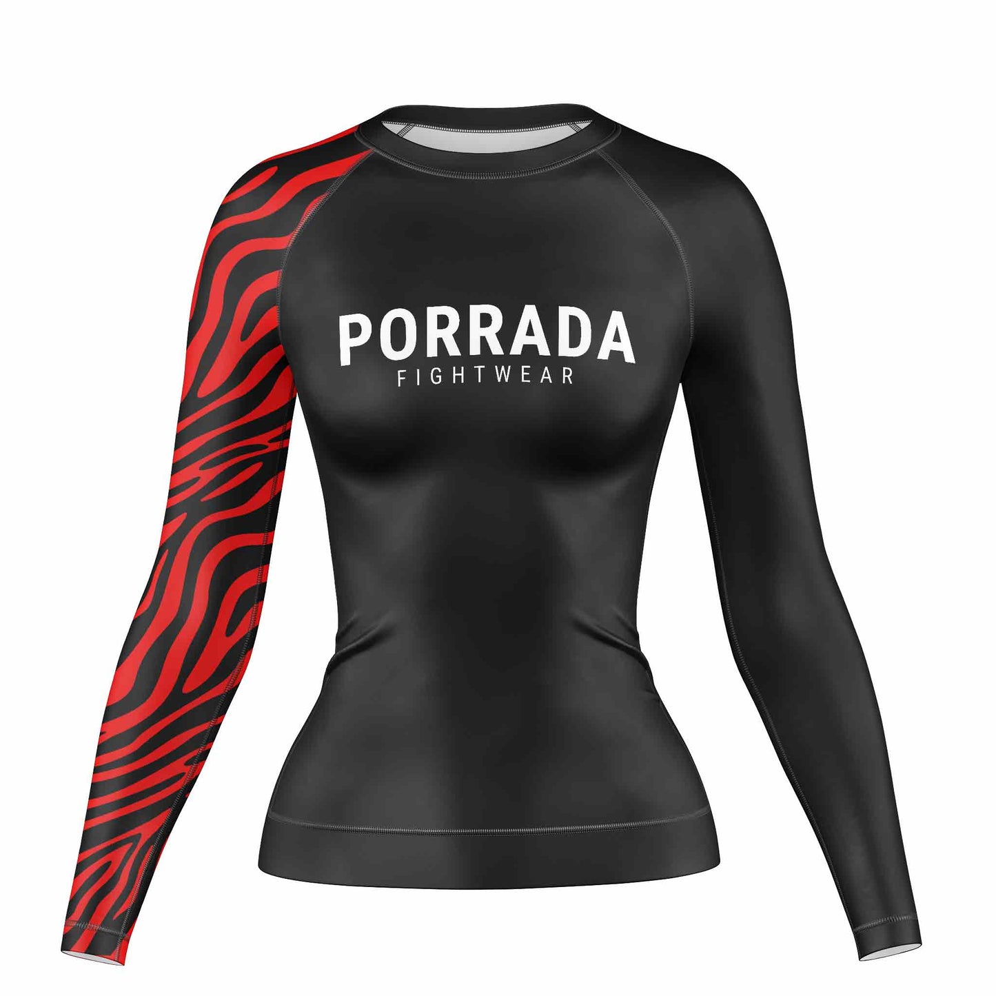 RASH GUARD PARA MUJERES, CLASIFICADO ROJO-NEGRO POR LA IBJJF