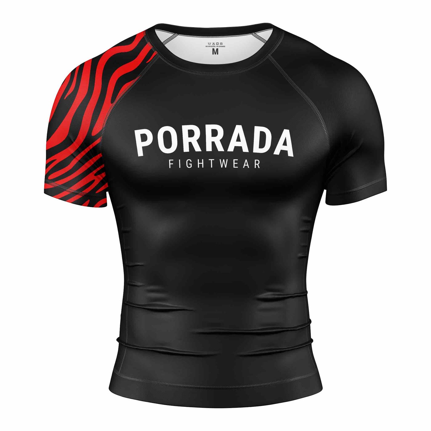 RASH GUARD DE MANGA CORTA CON CLASIFICACIÓN ROJA Y NEGRA DE LA IBJJF