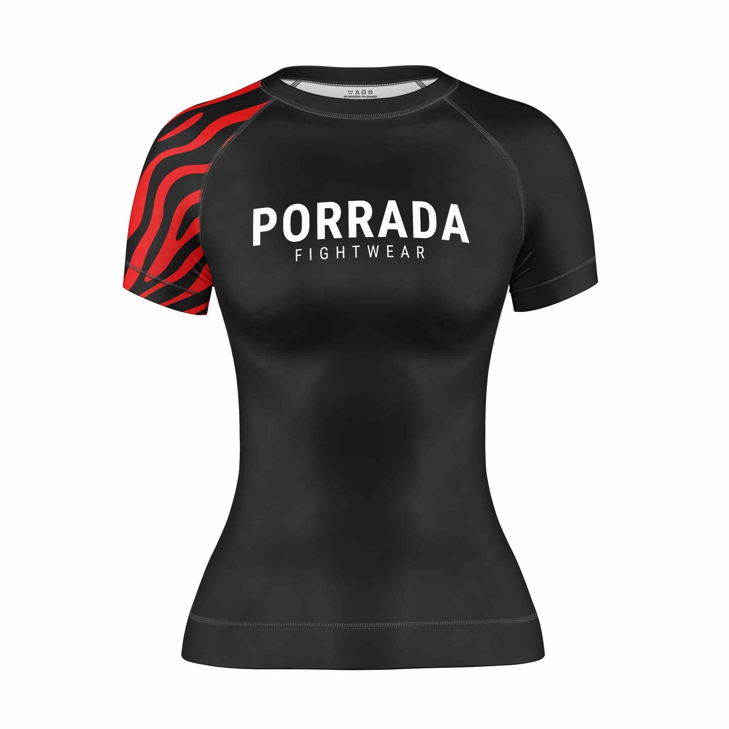 RASH GUARD DE MANGA CORTA PARA MUJERES, CLASIFICADO ROJO Y NEGRO POR LA IBJJF