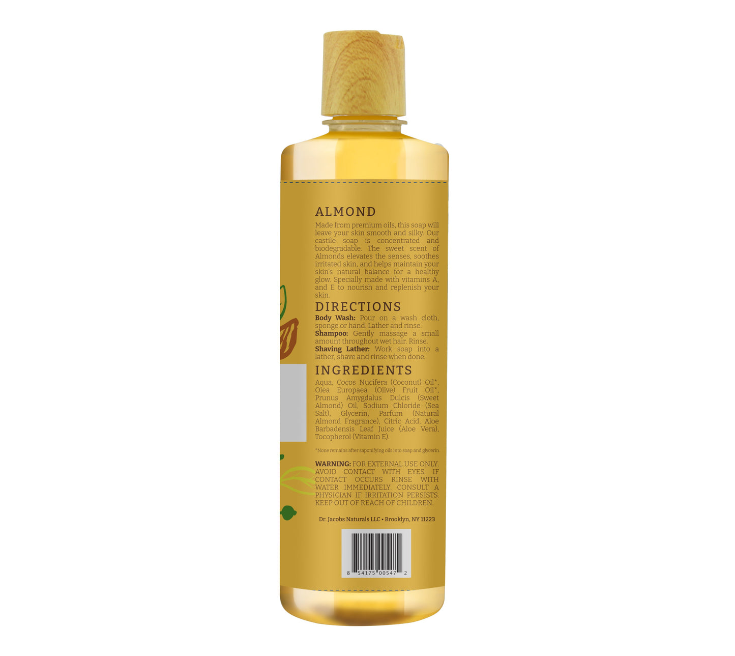 Gel de baño de Castilla con almendras (All American) 32 oz