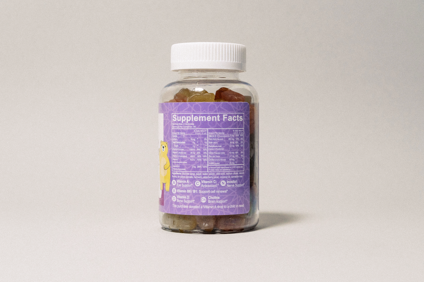 Gomitas multivitamínicas Halal para niños con vitaminas A, C, E y zinc - 90 unidades | Salaam Nutritionals