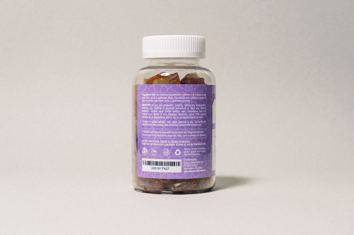 Gomitas multivitamínicas Halal para niños con vitaminas A, C, E y zinc - 90 unidades | Salaam Nutritionals