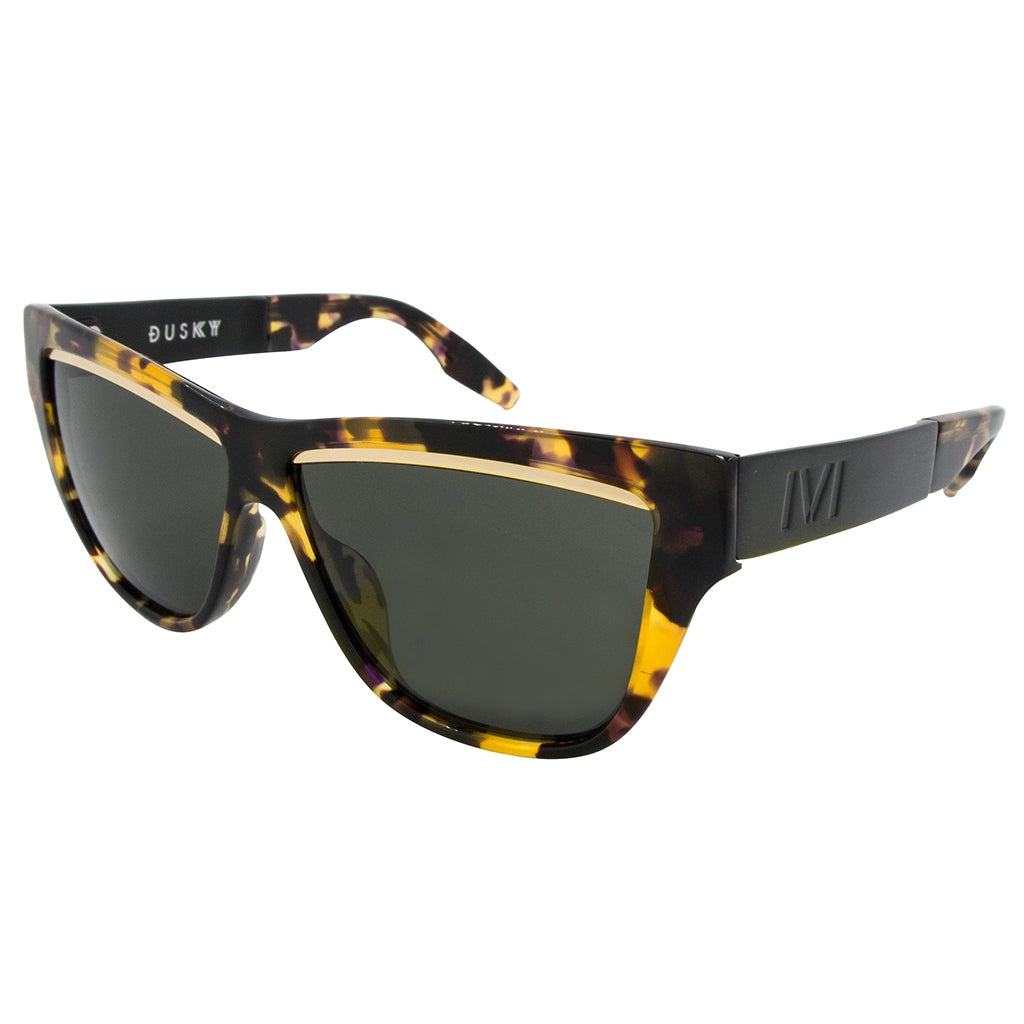 Dusky: Tortuga vintage pulida - Lente negra cepillada/gris