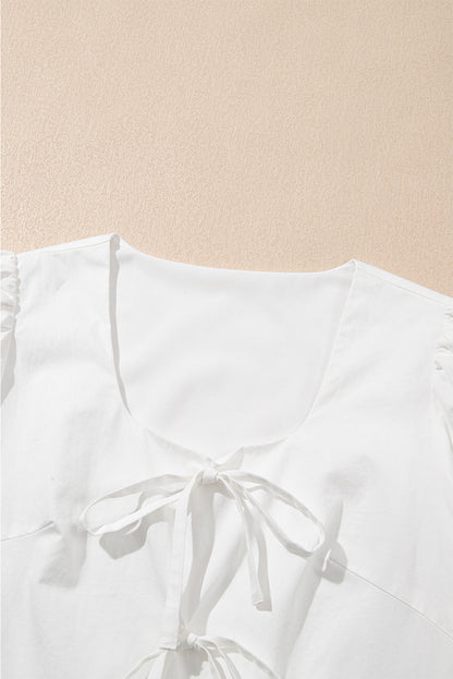 Bow Puff Sleeve Peplum Top