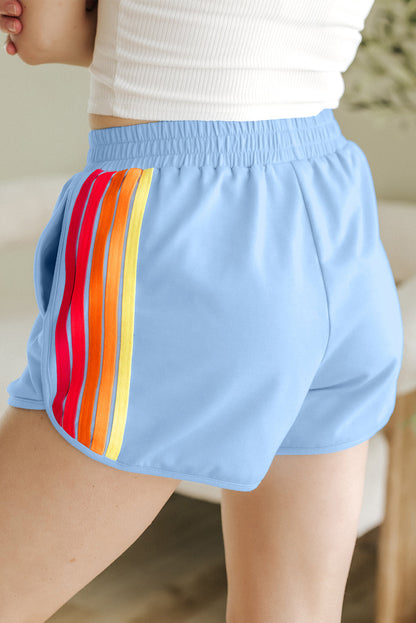 Colorblock Stripe Elastic Waist Shorts