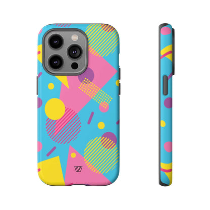 Funda resistente para teléfono con estampado retro de los 80 y 90 en azul claro
