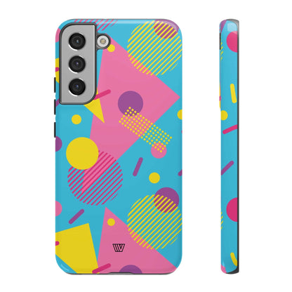 Funda resistente para teléfono con estampado retro de los 80 y 90 en azul claro