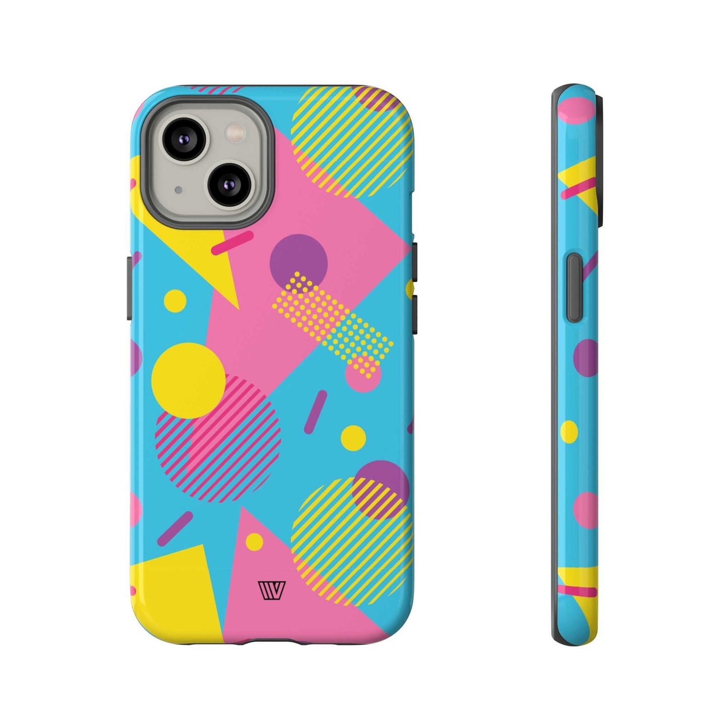Funda resistente para teléfono con estampado retro de los 80 y 90 en azul claro