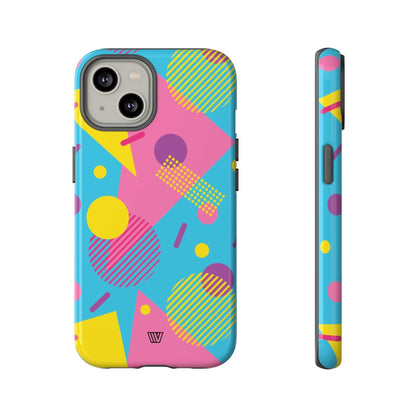 Funda resistente para teléfono con estampado retro de los 80 y 90 en azul claro