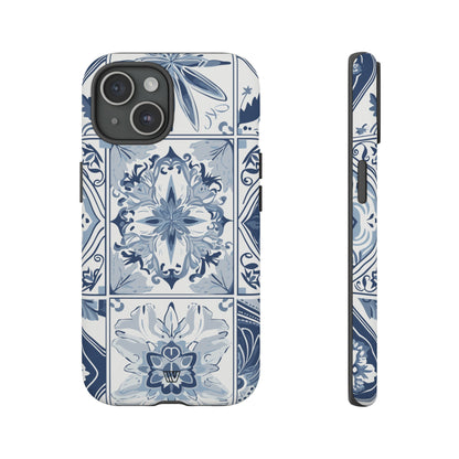 Azulejo azul y blanco | Funda resistente para teléfono