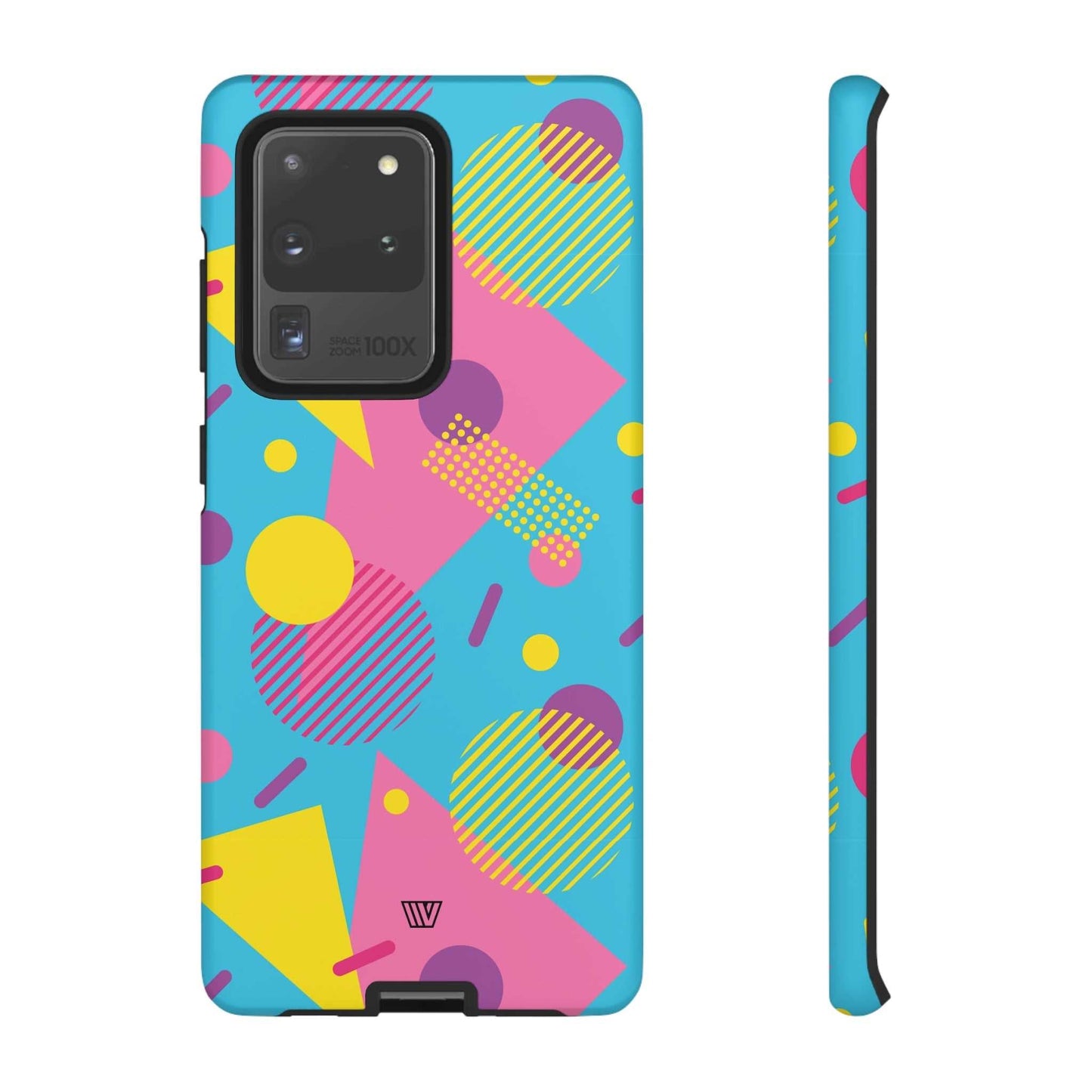 Funda resistente para teléfono con estampado retro de los 80 y 90 en azul claro