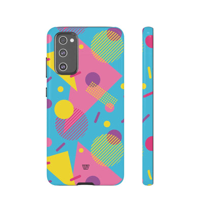 Funda resistente para teléfono con estampado retro de los 80 y 90 en azul claro
