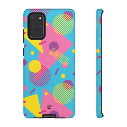 Funda resistente para teléfono con estampado retro de los 80 y 90 en azul claro
