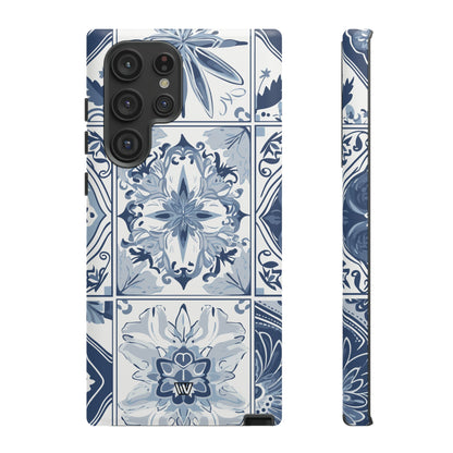 Azulejo azul y blanco | Funda resistente para teléfono