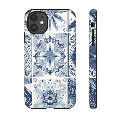 Azulejo azul y blanco | Funda resistente para teléfono