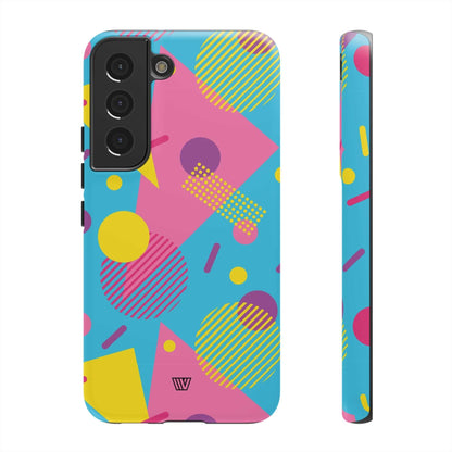 Funda resistente para teléfono con estampado retro de los 80 y 90 en azul claro