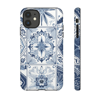 Azulejo azul y blanco | Funda resistente para teléfono