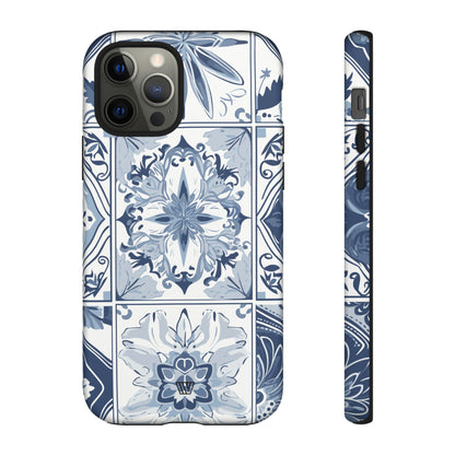 Azulejo azul y blanco | Funda resistente para teléfono