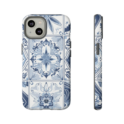 Azulejo azul y blanco | Funda resistente para teléfono