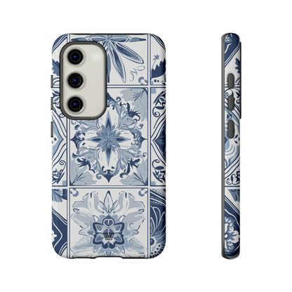 Azulejo azul y blanco | Funda resistente para teléfono