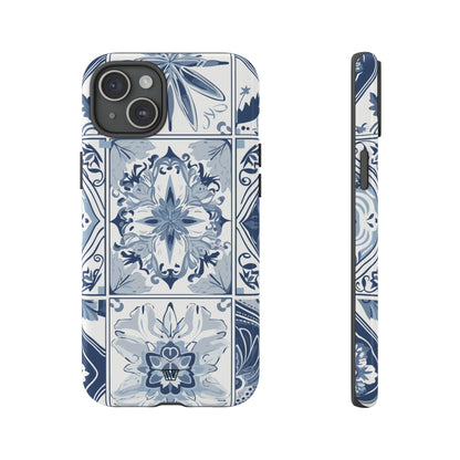 Azulejo azul y blanco | Funda resistente para teléfono