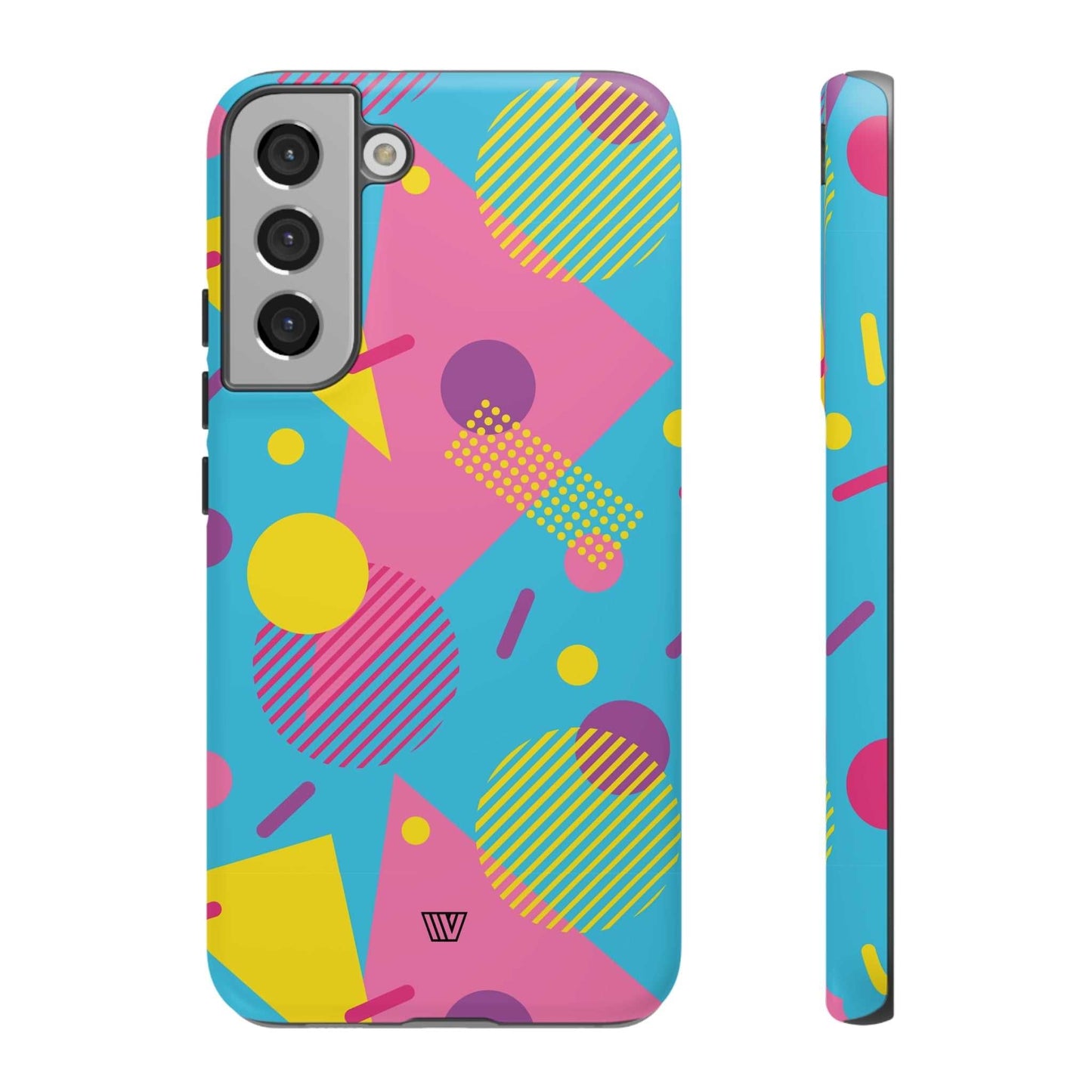 Funda resistente para teléfono con estampado retro de los 80 y 90 en azul claro