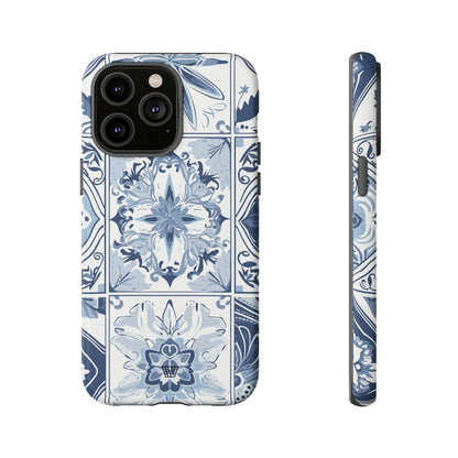 Azulejo azul y blanco | Funda resistente para teléfono