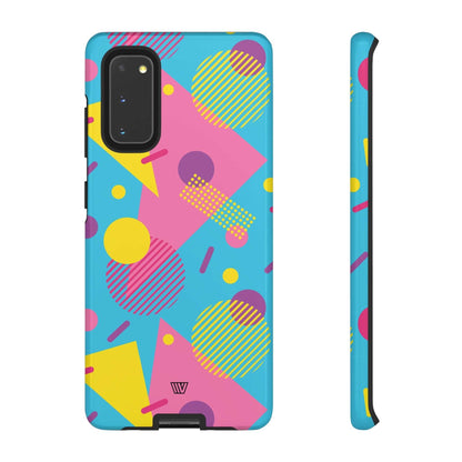 Funda resistente para teléfono con estampado retro de los 80 y 90 en azul claro