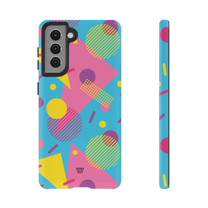 Funda resistente para teléfono con estampado retro de los 80 y 90 en azul claro