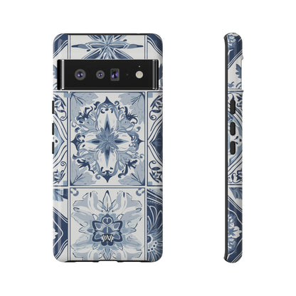 Azulejo azul y blanco | Funda resistente para teléfono