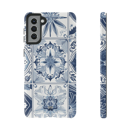 Azulejo azul y blanco | Funda resistente para teléfono