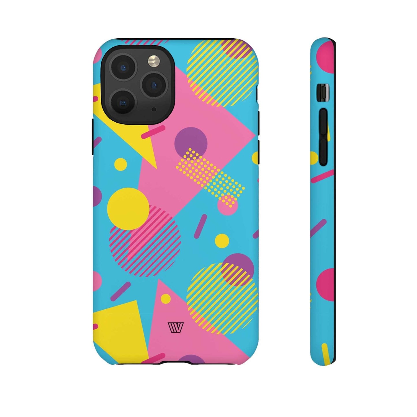 Funda resistente para teléfono con estampado retro de los 80 y 90 en azul claro