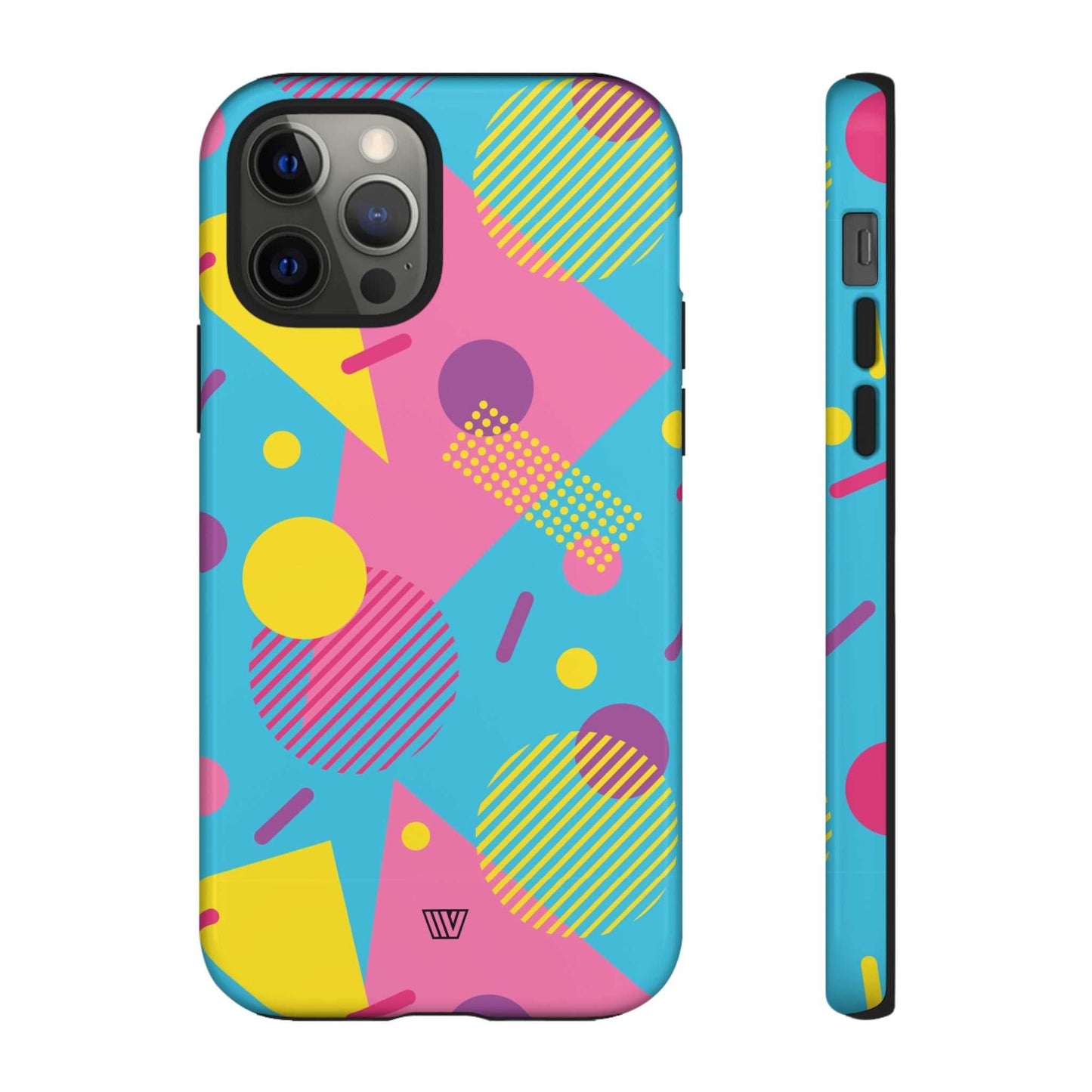 Funda resistente para teléfono con estampado retro de los 80 y 90 en azul claro