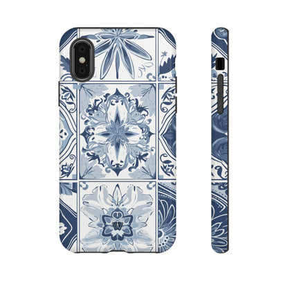 Azulejo azul y blanco | Funda resistente para teléfono