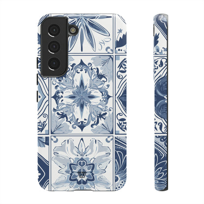 Azulejo azul y blanco | Funda resistente para teléfono
