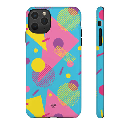 Funda resistente para teléfono con estampado retro de los 80 y 90 en azul claro