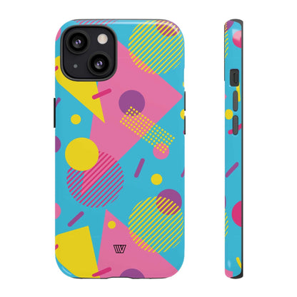 Funda resistente para teléfono con estampado retro de los 80 y 90 en azul claro